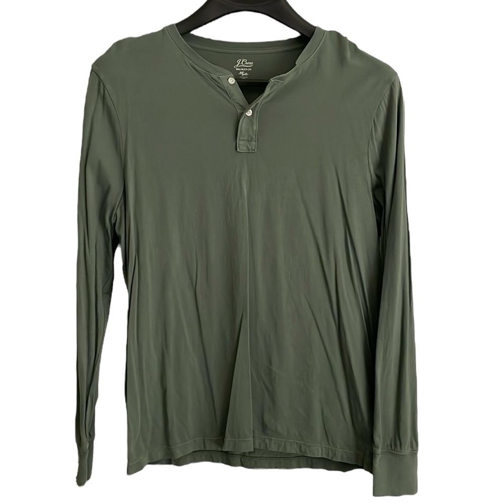 J. Crew broken-in knit goods men’s size XL green‎ long sleeve Henley shirt.